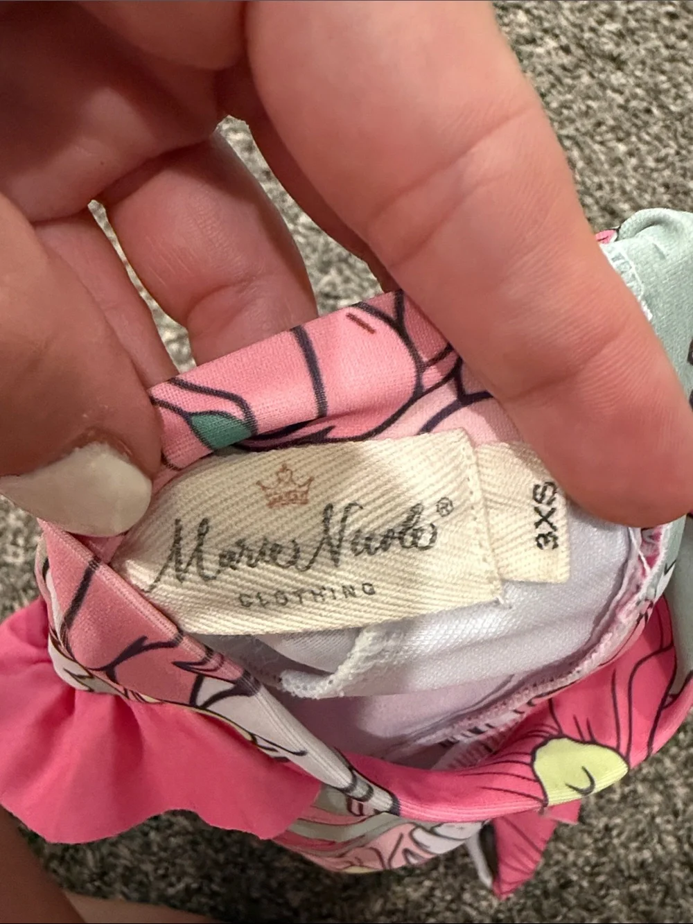 Marie Nicole 3-6 month Girls Long-Sleeve Floral One-Piece Swimsuit - Pink & Mint